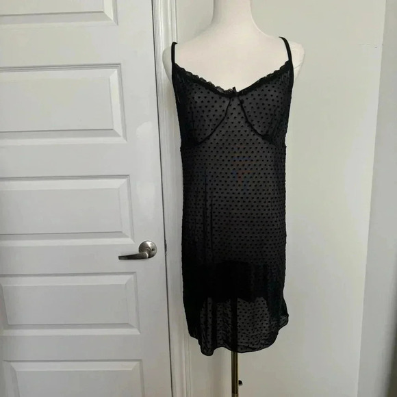 Heart printed mesh lingerie slip  dress M - Picture 2 of 6